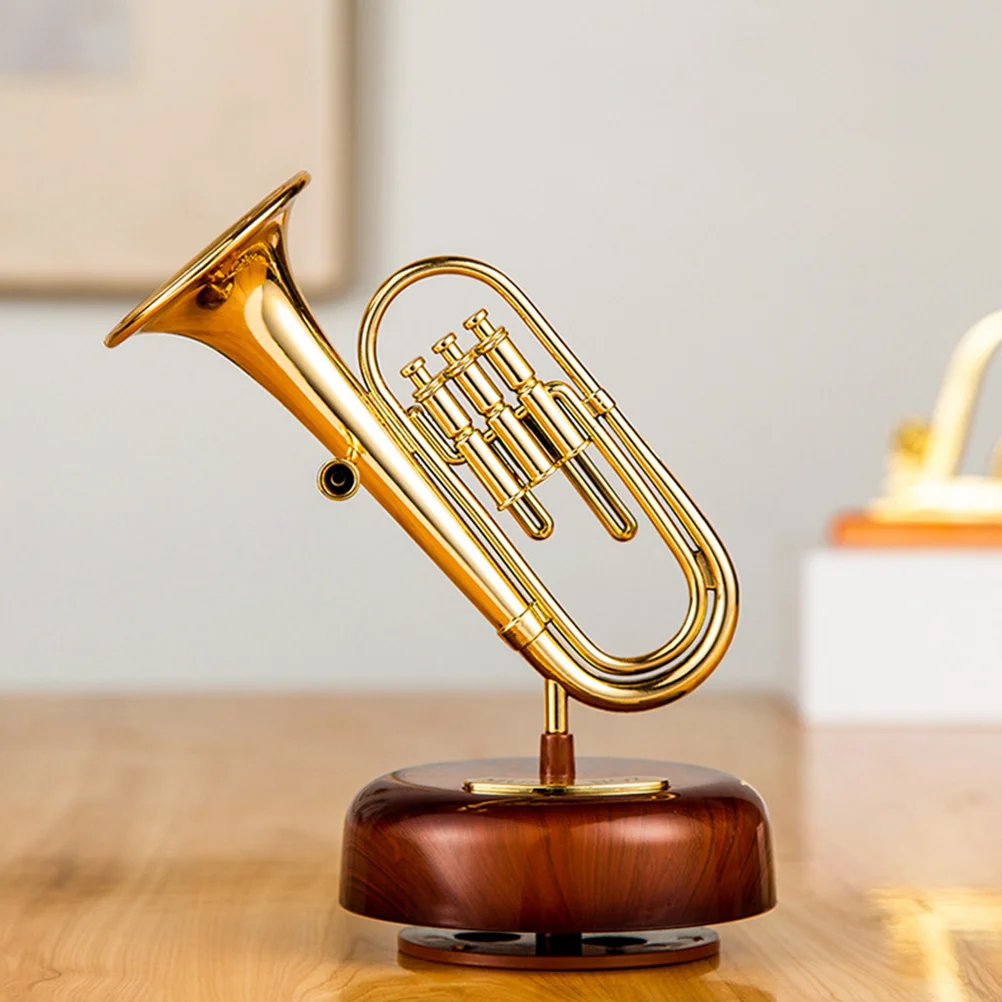

Creative Trumpet Shaped Rotating Music Box Retro Desktop Decor Gift Party Wedding Chic Elegant Gift Friends