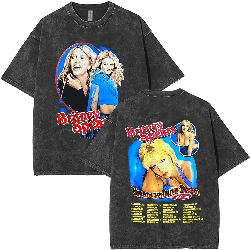 Washed Vintage Britney Spears Face Graphic T Shirt Men Women
