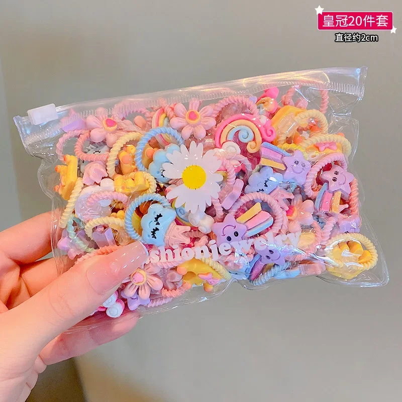 20/10 Pcs  Cute Children\'s Cartoon Fruit Girl Hair Circles Cartoon Animal Rubber Band Hair Accessories Baby No Harm Hair Rope