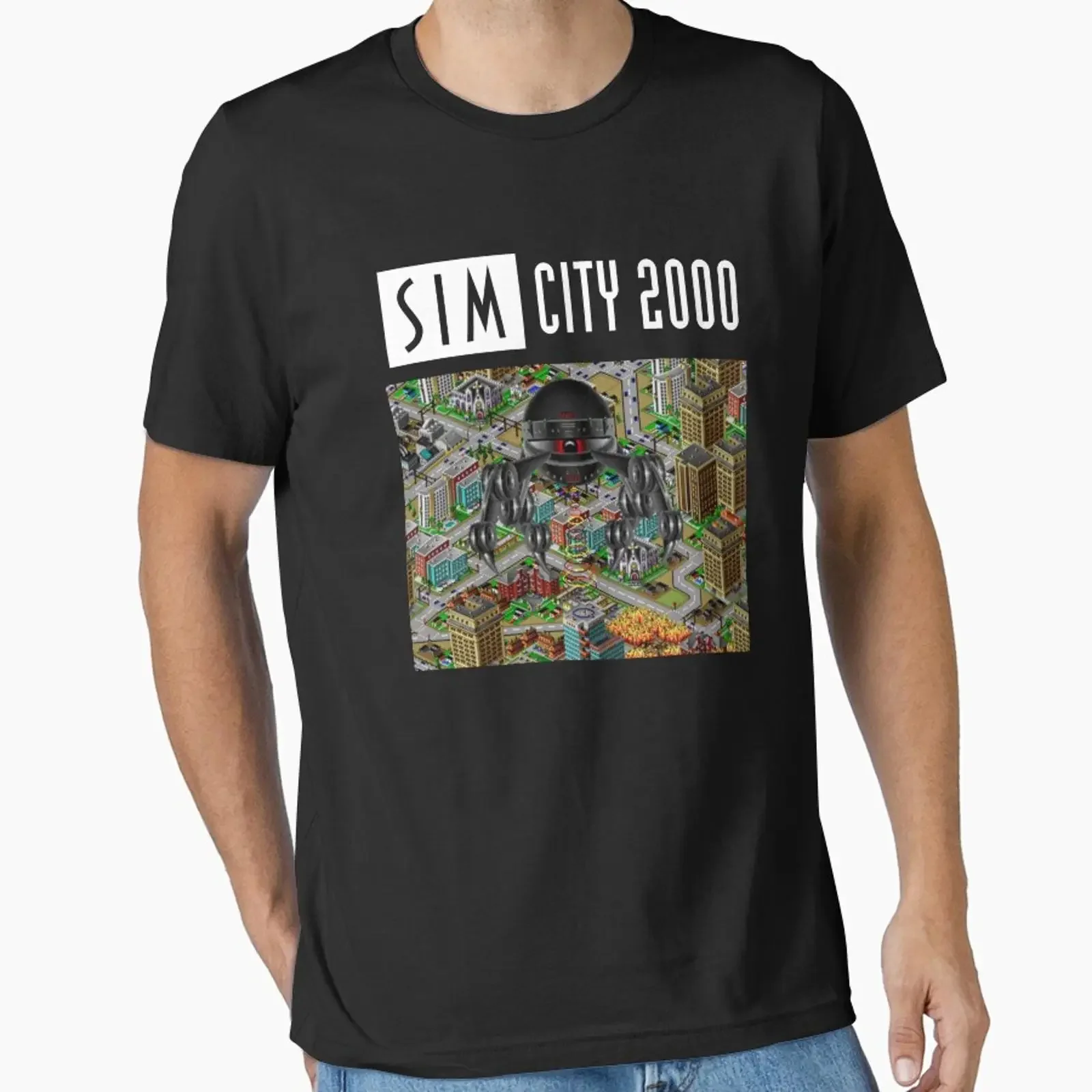 SimCity 2000 Monster Logo designed and sold by DOS Games vintage Washed Casual designer clothes Stretched graphic Breathable
