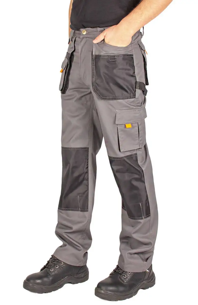 Men's Work Pants for the waist-cargo pants with knee caps-Health & Safety Grey FIRI