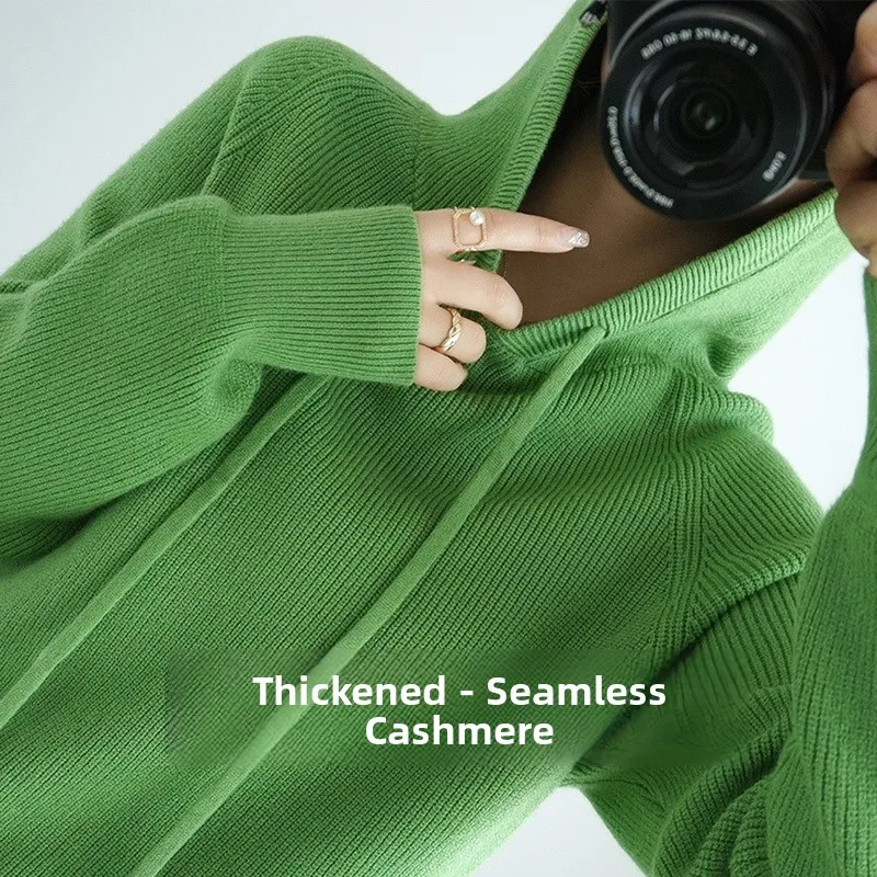 

Женская вязаная шерстяная толстовка-худи для повседневной носки, базовый слой, свободный крой, цветная, с длинным рукавом, прямой крой, топ