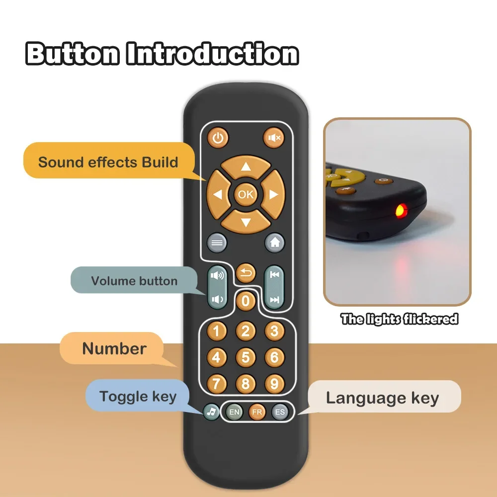 Juguetes de Control remoto de TV de simulación infantil con música y luz, Juguete Musical sensorial para bebés de 1, 2 y 3 años