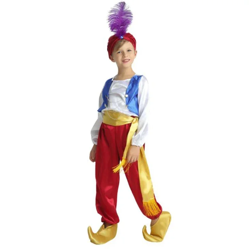 Aladdin Hinduism Kids Arab Arabian Costume Middle East Costume Robe Boy Child Prince Clothes Halloween Cosplay Children Muslim