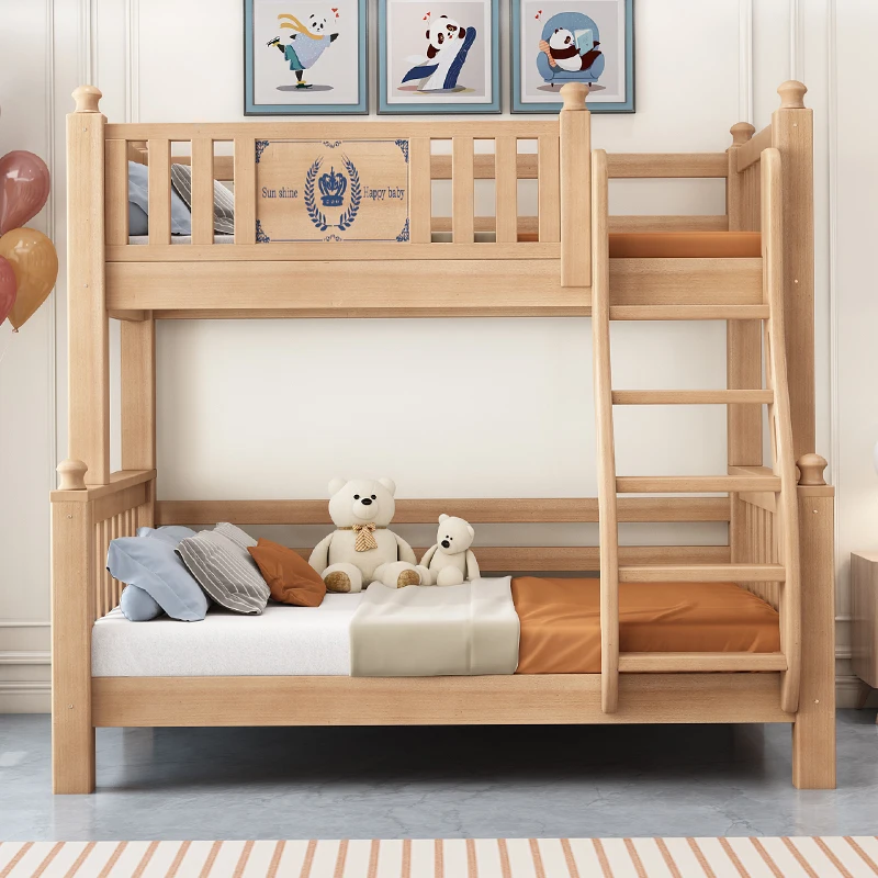 Upper and lower bunk beds All solid wood children's small apartment multi-functional two-layer high and low child-mother beds