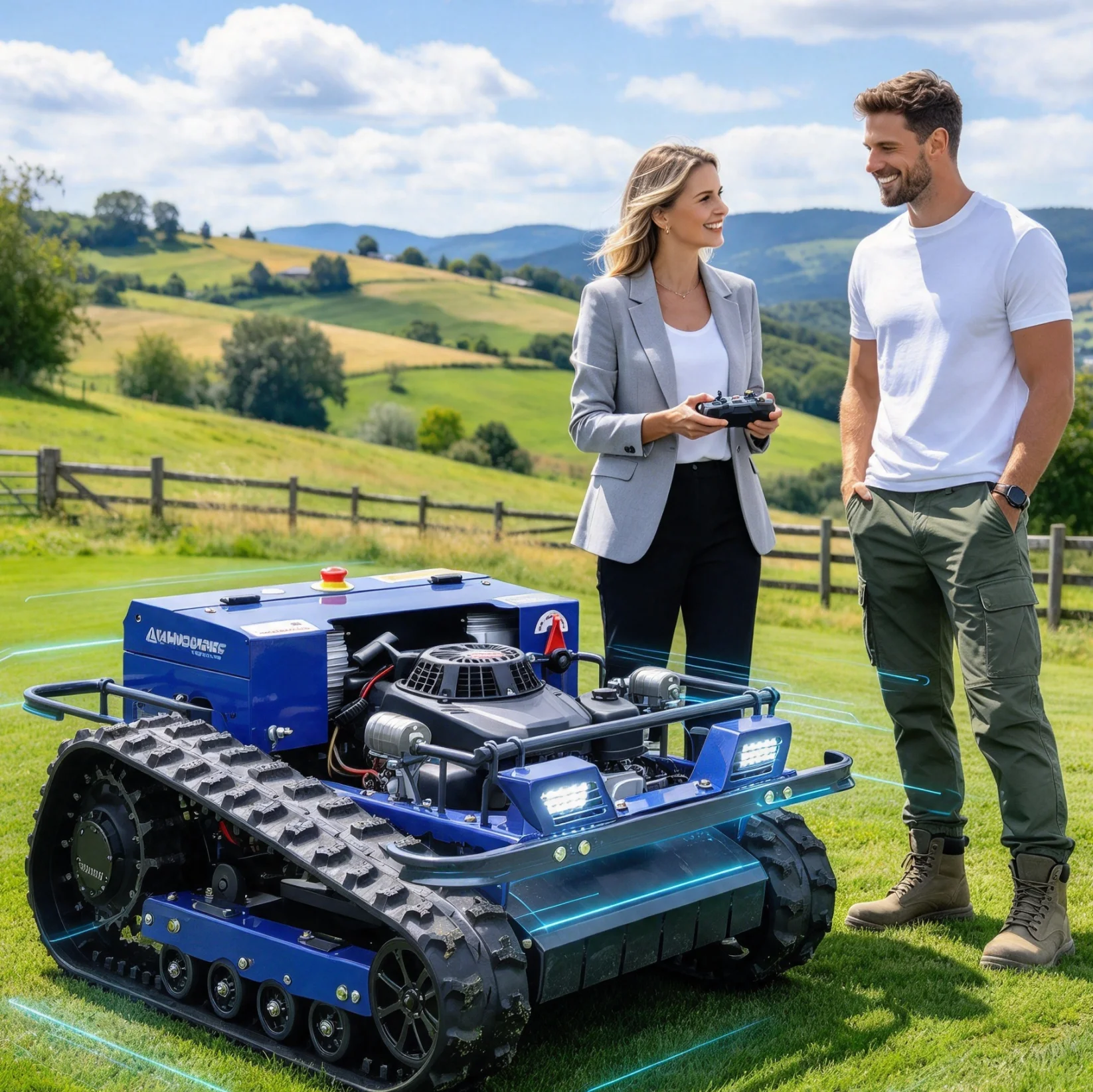Customized Remote Control Lawn Mower narrow body vineyard under trellis weeding compact mowing between dense grape vines