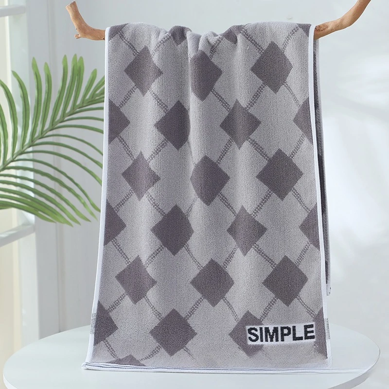 Extended Cotton Sports and Fitness Towel with Deep Diamond Grid  Long Towel That Is Not Easy To Shed Hair or Fade