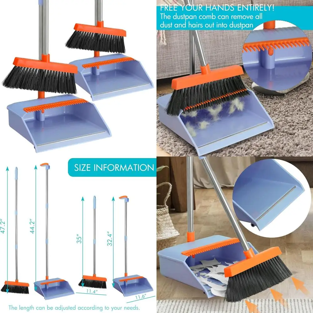 

Purple 2-Piece Broom and Dustpan Set with 48 Long Handle for Indoor Cleaning