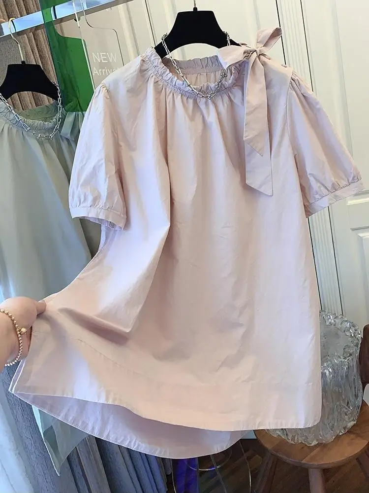 

SuperAen 2024 Summer New Bow Casual Doll Shirt Fashion Korean Loose Shirt