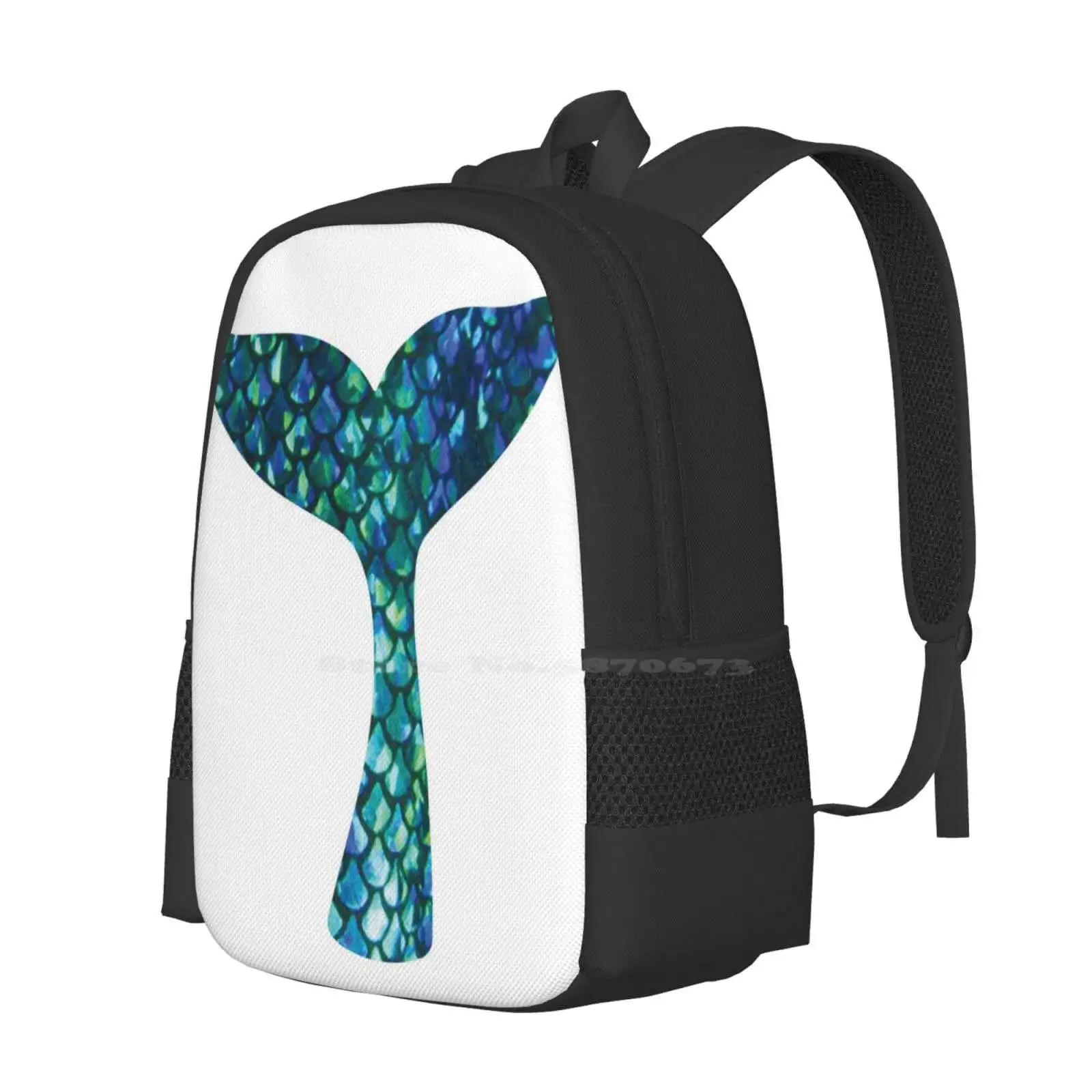 Mermaid Tail 3D Print Design Backpack Student Bag Mermaid Diva Princess Sparkles Mandala Ocean Beach Unicorn Popular