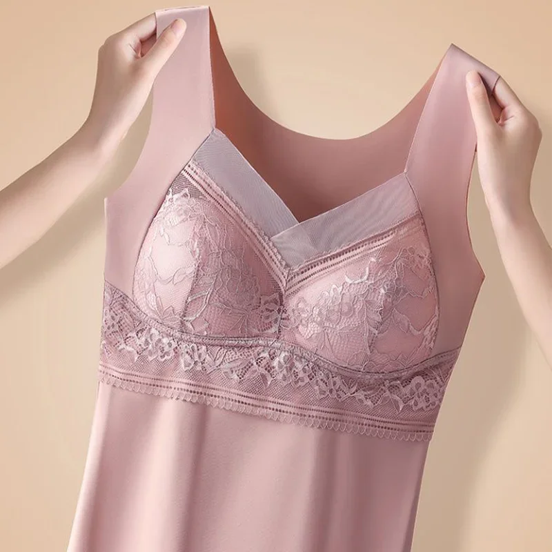 1pcs Woman Thermal Underwear Thermo Lingerie Winter Soft Warm Top Wear Thermo Vest Undershirt Intimate Lace with Bra Padded