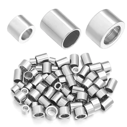 20pcs/lot Stainless Steel Tube Spacer Beads Charms Slider Big Hole Beads For Jewelry Making DIY Leather Bracelet Findings