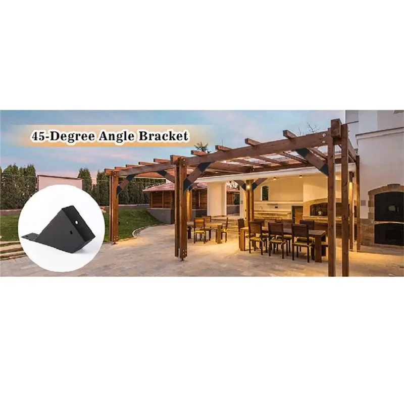 B69C 4Pcs Pergola Brackets,45-Degree Angle Bracket,For Reinforcing Pergolas And Gazebos,Fits 2X4in Lumber With Drainage Holes