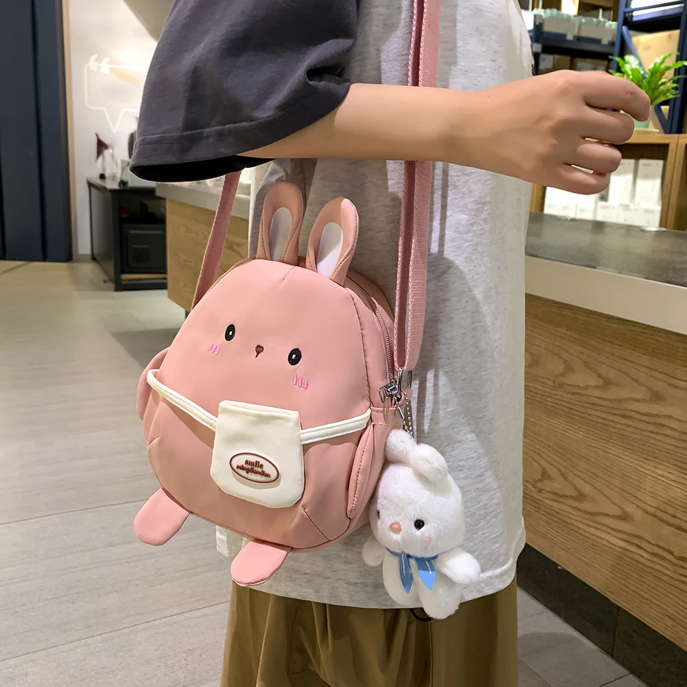 Korean New Cartoon Cute Rabbit Sweet Satchel 2023 Girls with Pendant Student Shoulder Bags Fashion Large Capacity Crossbody Bags