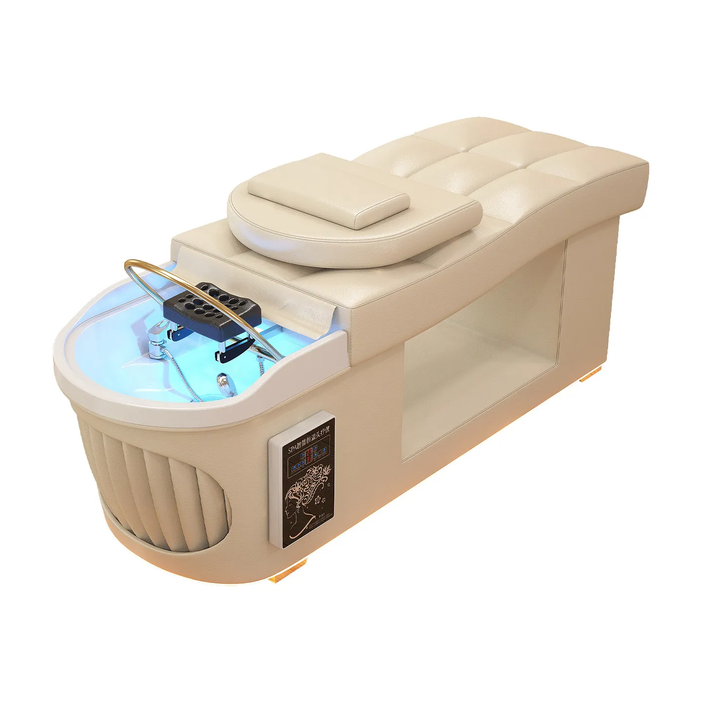#Hair Salon Hair Wash Bed with Water Heater, Steaming Water Circulation Head Therapy Bed, Hair Salon Full Lying Bed