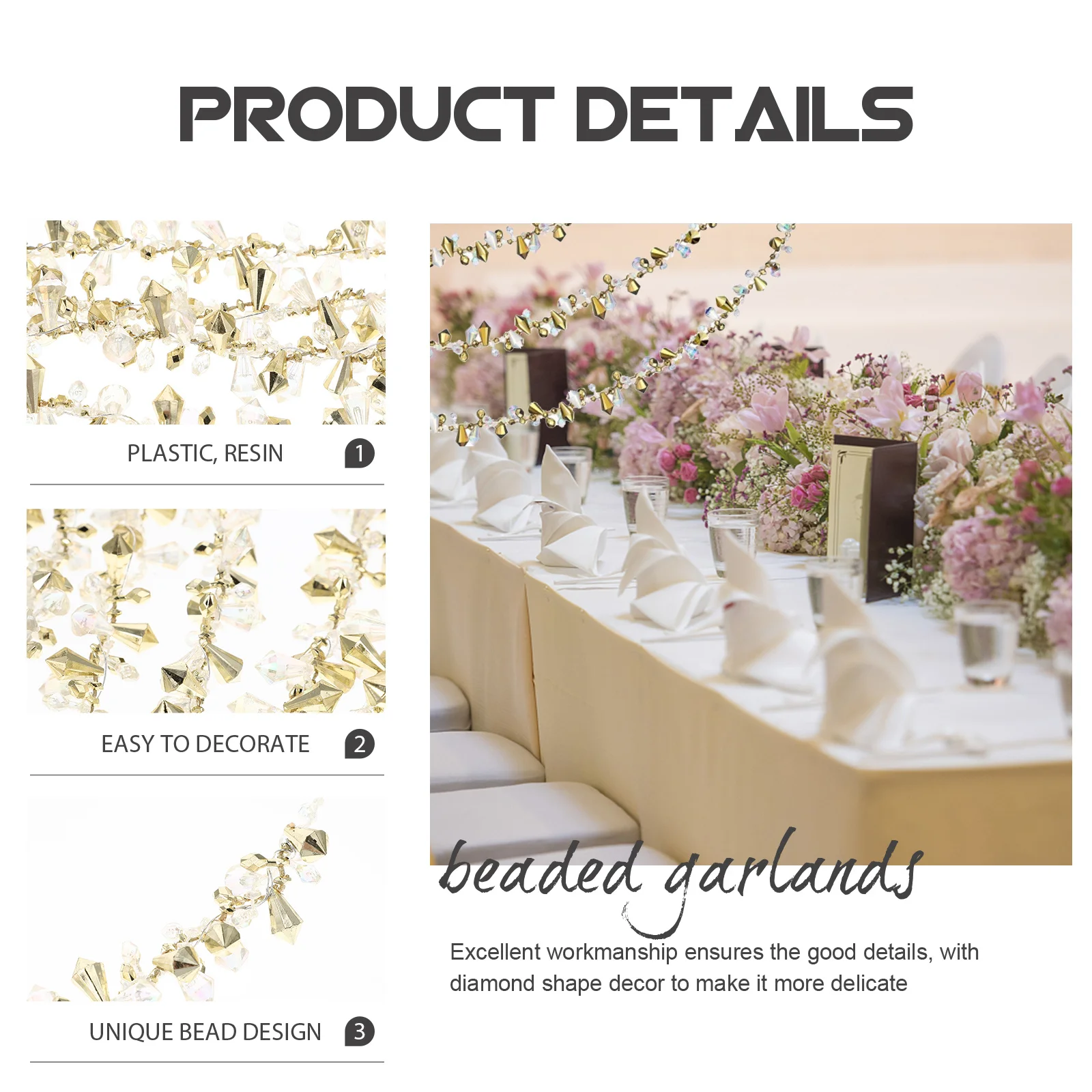 

2 Pcs Christmas Ornament Garland Beaded Tree for Chistmas Decor Holiday Garlands