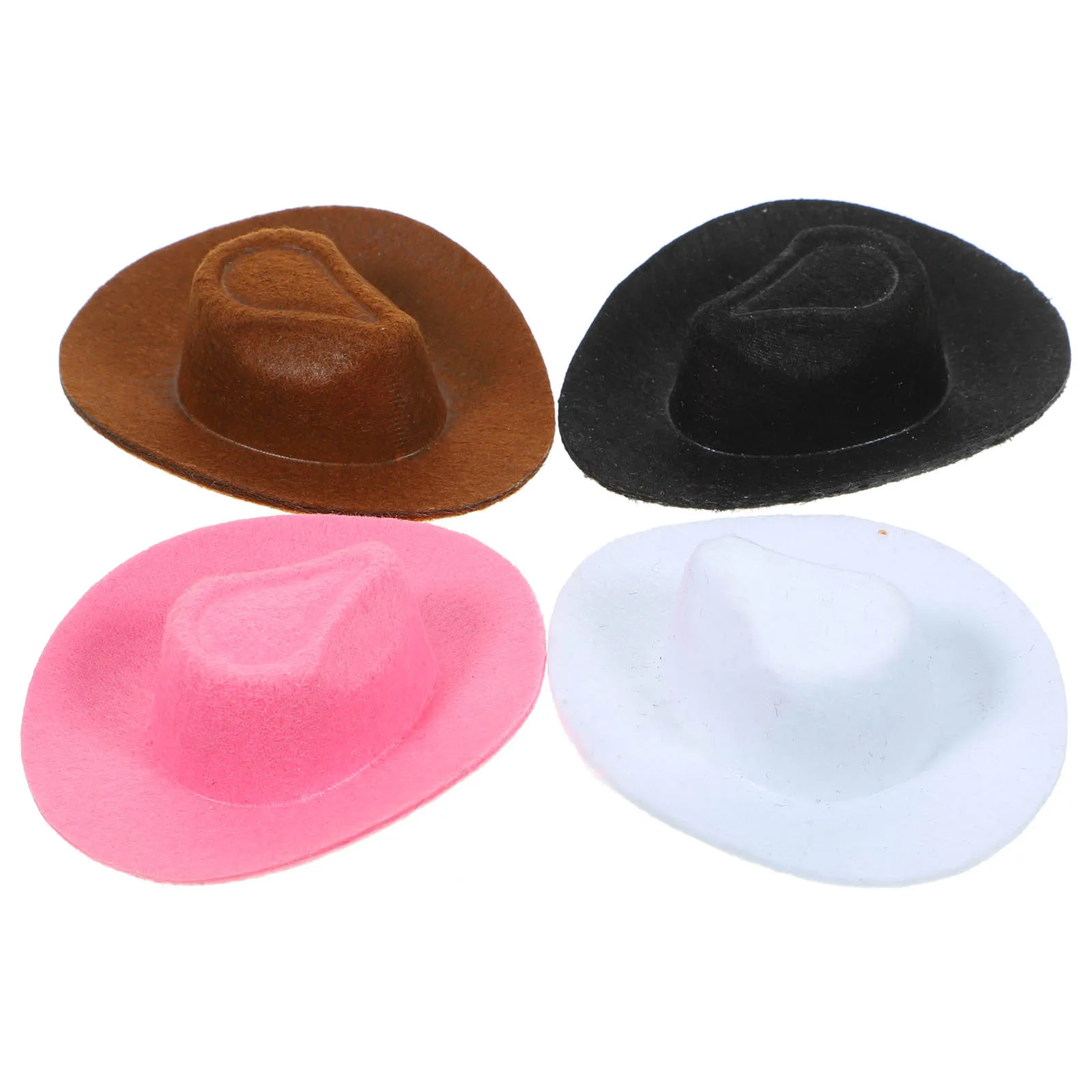 4pcs Mini Cowgirl Hats For Drinks Tiny Hat Ornament Reusable Miniature Hat Diy Accessories Party Decor Craft Small Hats