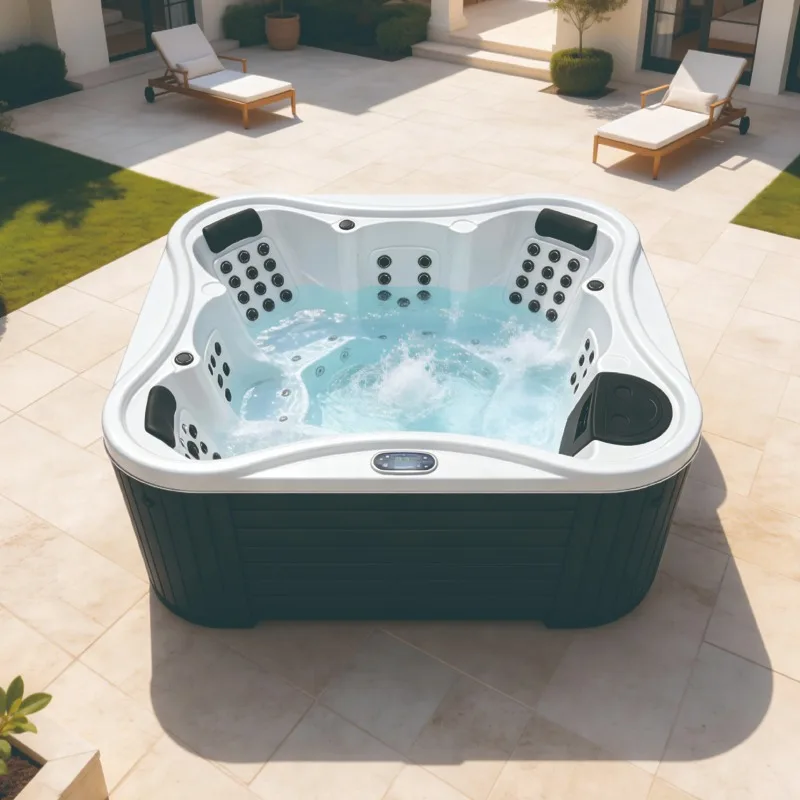 2026 Hot Sale FL Customized Square Outdoor Spa Pools Acrylic Hot Tub with Whirlpool Massage for Adults & Children Above Ground