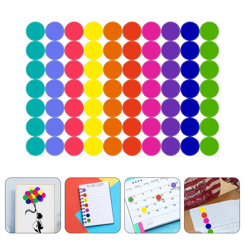 color dot stickers paper adesivo coding labels gift ponto de pontos circulo redondo escritorio 10 folhas 01