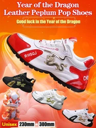 Women Sport Shoes Walking Running Dragon Year Genuine Leather Fashion Versatile Dad Shoes