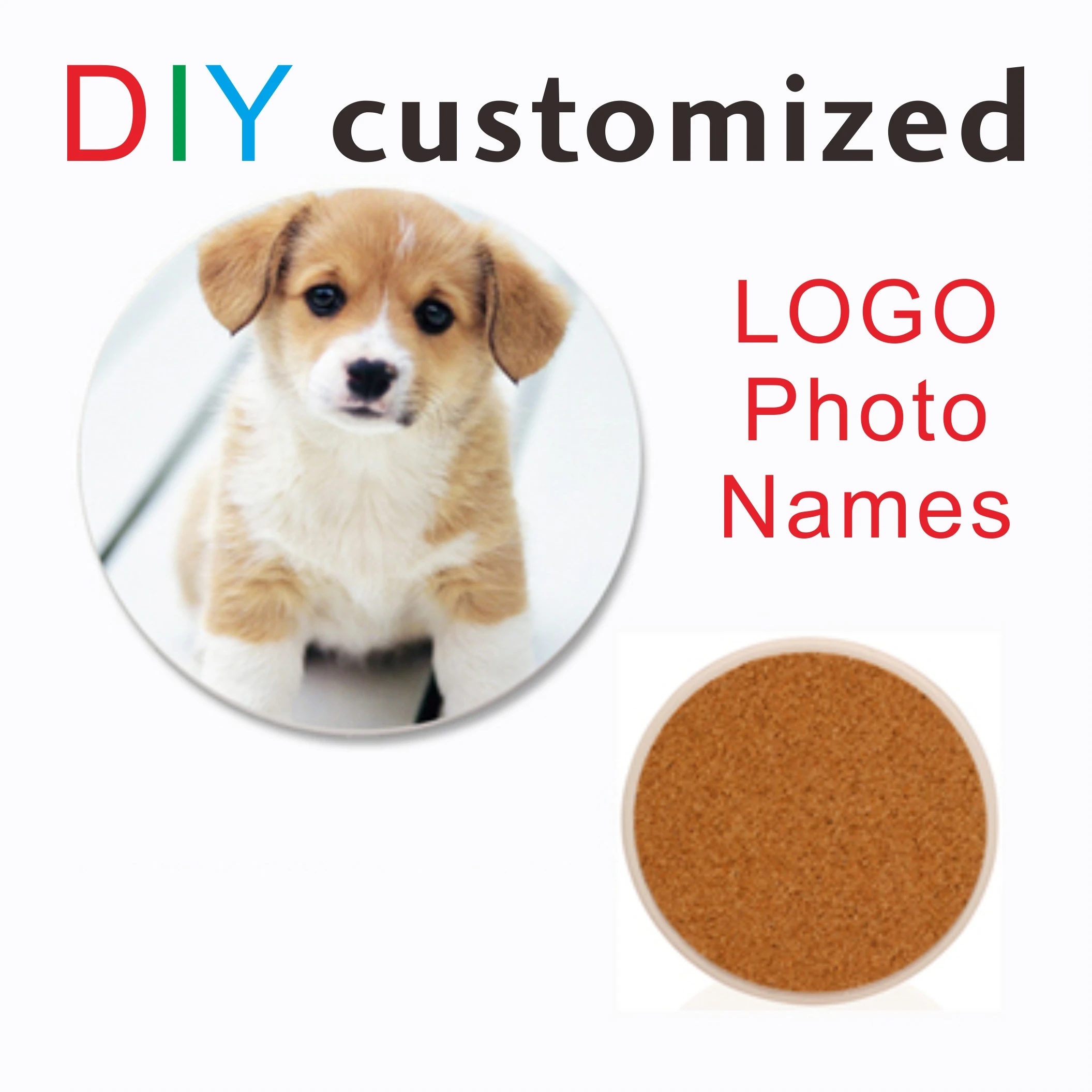 DIY Ceramic Coaster LOGO Photo TEXT Customizd Print Absorbent Material Cork Backing Cup Mug Mat Pad Kitchen Desk Table Decorate