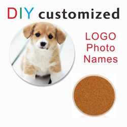 DIY Ceramic Coaster LOGO Photo TEXT Customizd Print Absorbent Material Cork Backing Cup Mug Mat Pad Kitchen Desk Table Decorate