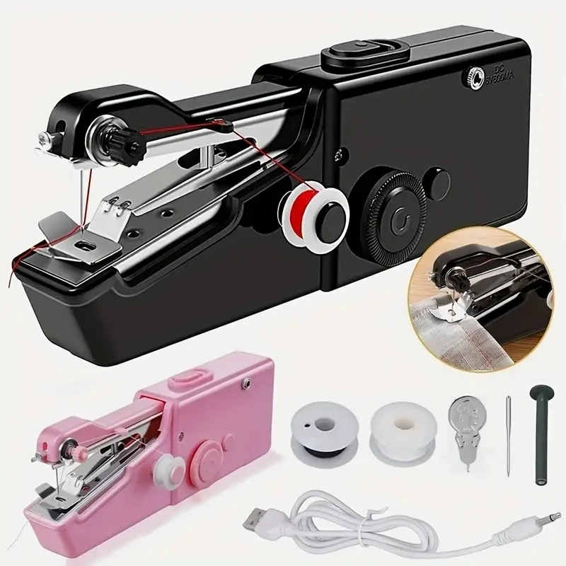 1pc Mini Electric Sewing Machine Handheld Handheld Needle Sewing Machine Handmade Household Travel Sewing Accessories