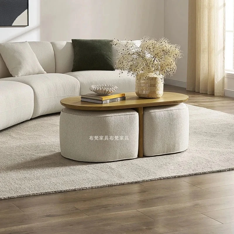 solid wood coffee table Nordic log style homestay coffee table Simple creative tea table Sofa stool