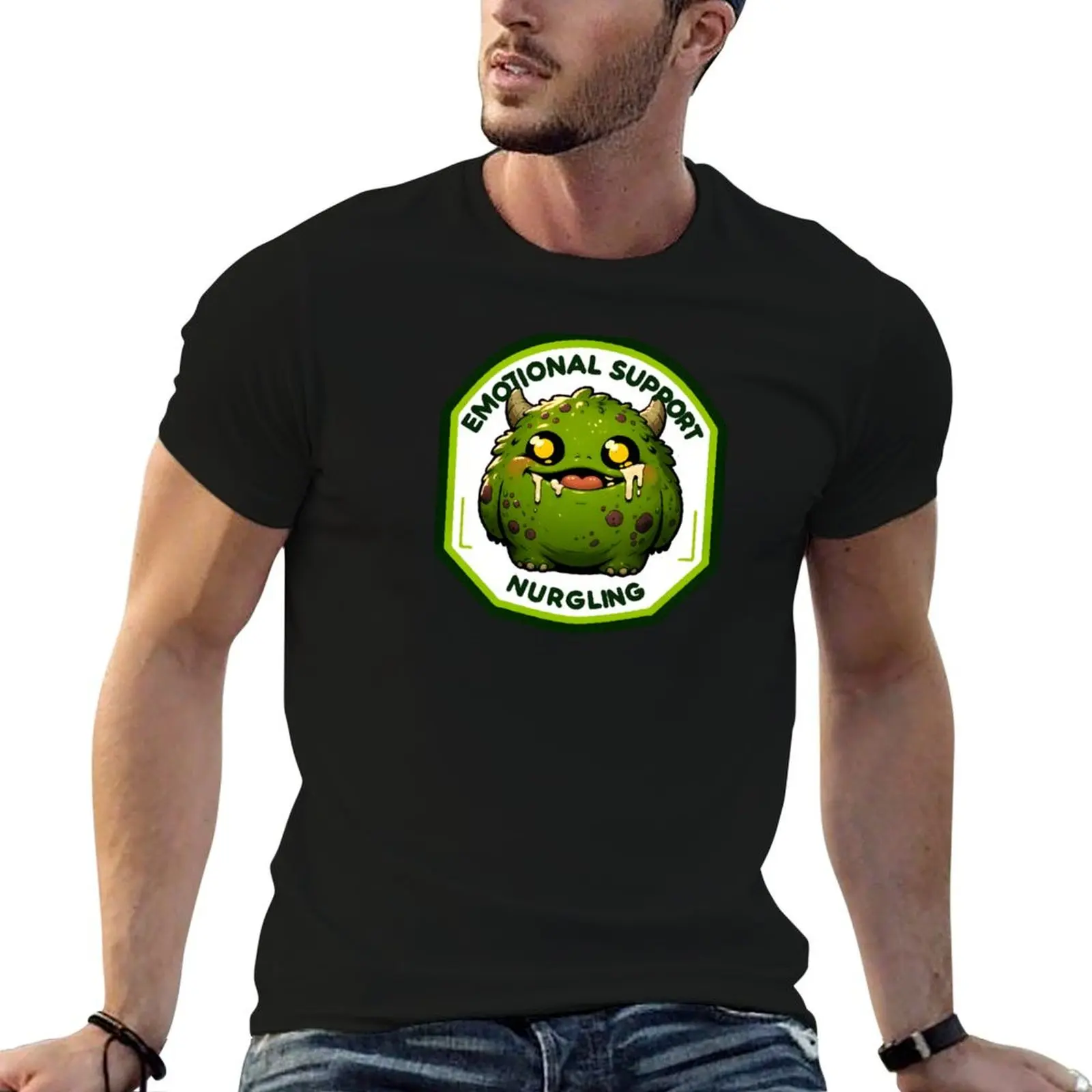 

Nurgle Emotional Support Nurgling Badge T-Shirt t shirts for man graphic funny man t shirt heavy cotton T-Shirt