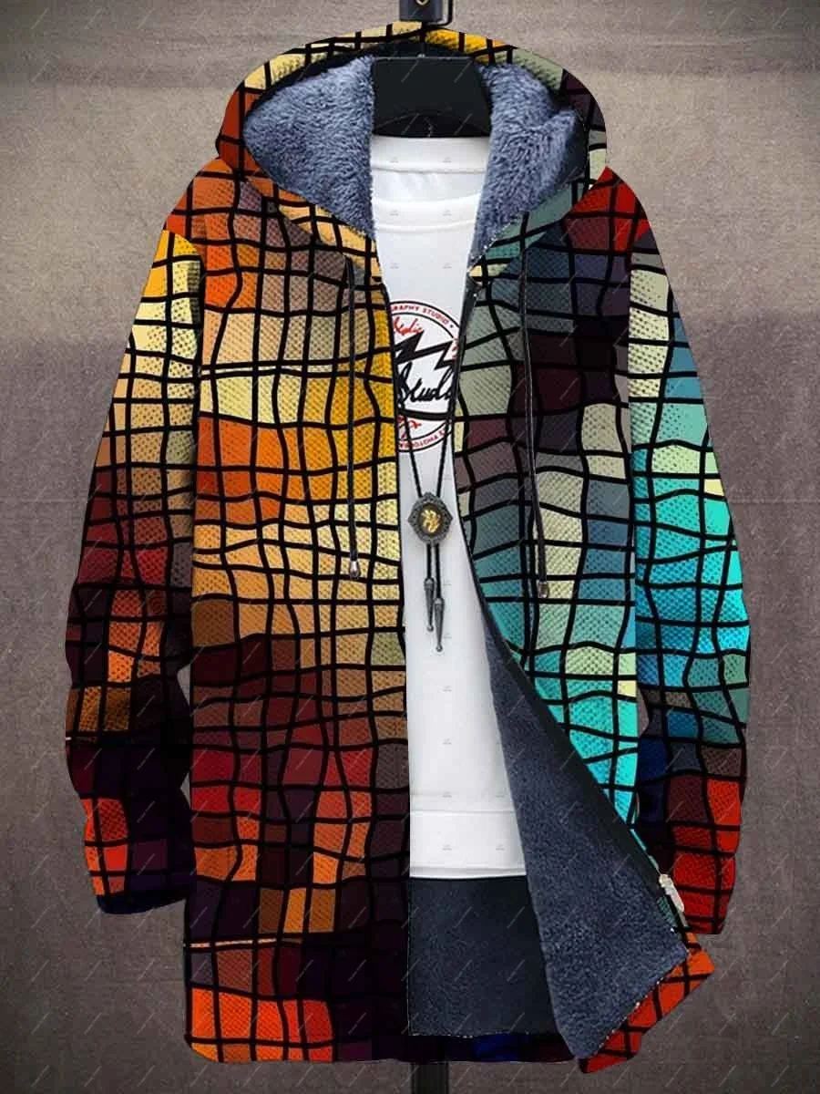 NewFashion 落書きグラデーションカラフルなタトゥーヴィンテージレトロ原宿 3DPrint ウインドブレーカー冬オーバーコートフリースジッパーパーカー 18