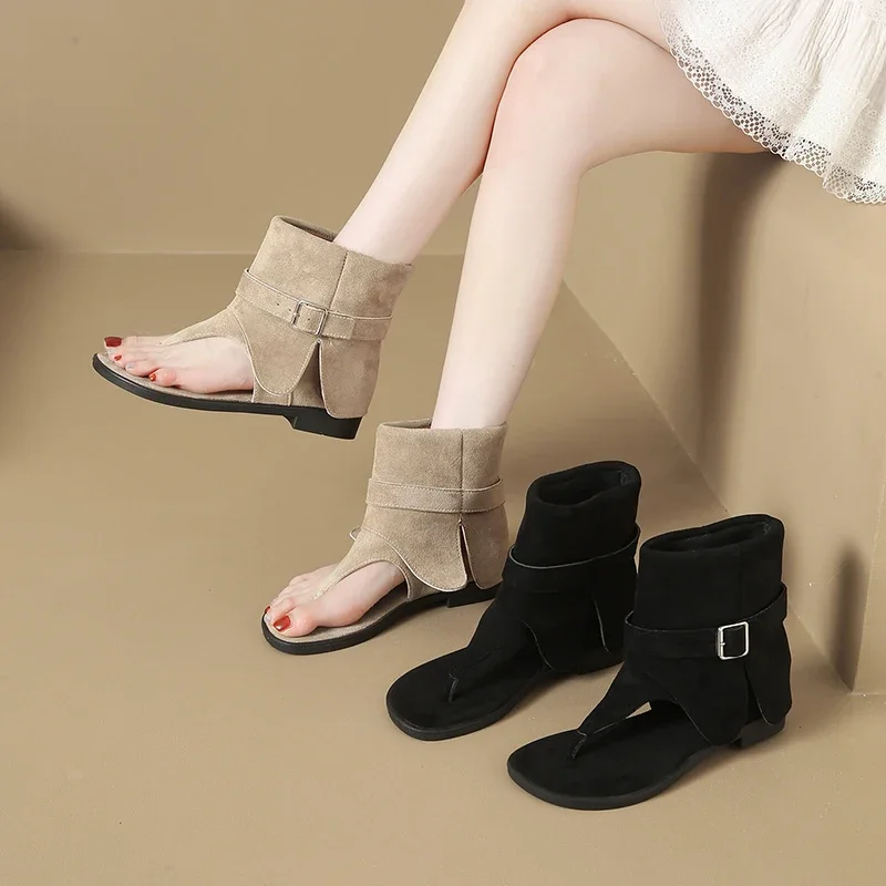 أحذية نسائية كاجوال عصرية، صنادل مسطحة صيفية خفيفة الوزن للاستخدام الخارجي، أحذية كاحل، شباشب، صنادل شاطئ #1