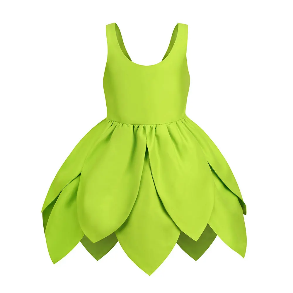 Baby Girl Tinker Bell Fairy Dress 4-6Y Green Leaf Costume