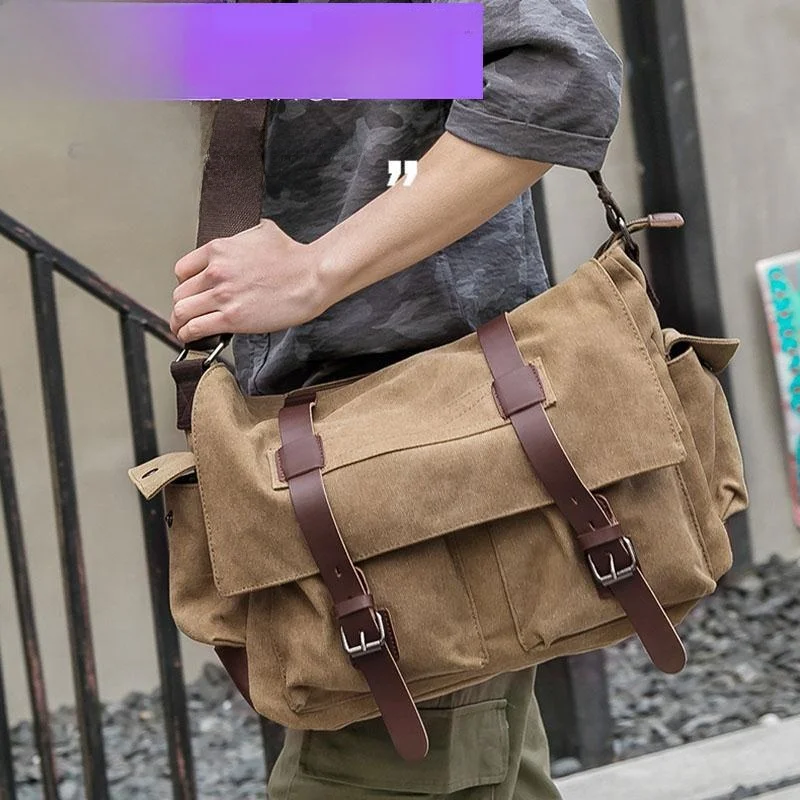 

Retro Canvas Men's Crossbody Bag with Multiple kets Cuter Single oulder Bag Casual Sle Large Size for 6 Inch Laptop