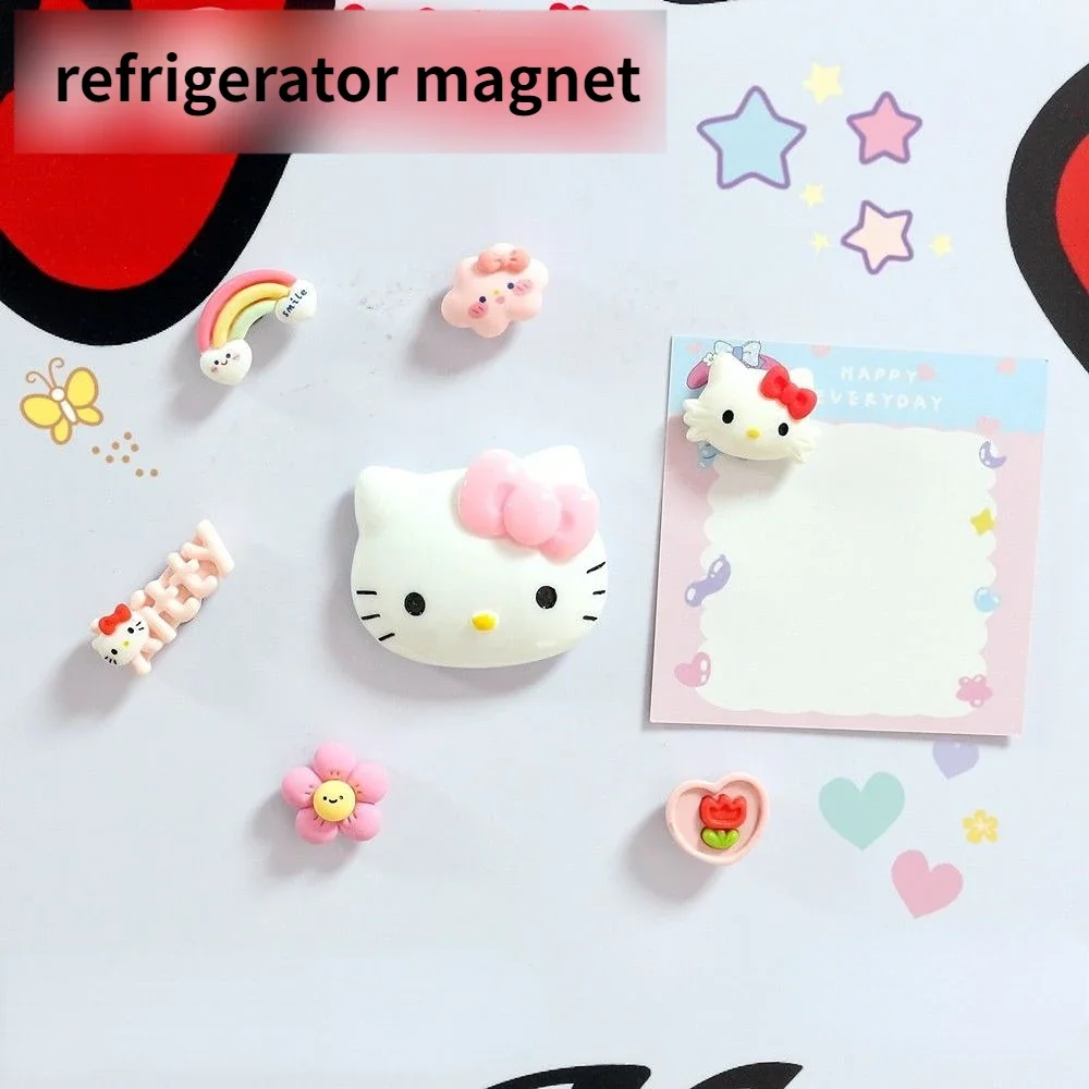 

7-Piece Set Hello Kitty Cute Refrigerator Stickers Magnetic Paste Personality Stickers Decorative Stereo Refrigerator Stickers