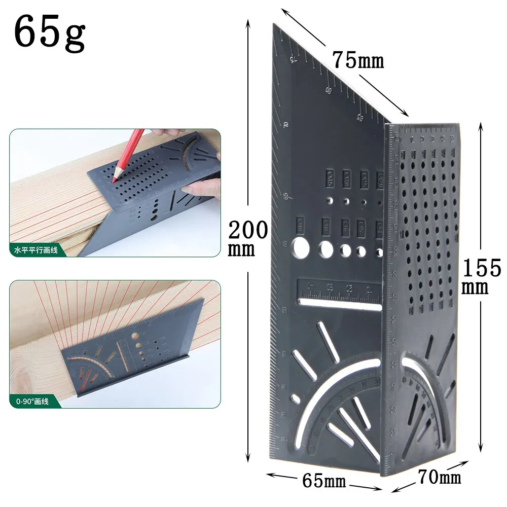 Multifunctional Locate Carpenter Angle Ruler Three Dimensional Oblique Cutting Measuring Ruler Stop Type Fixed Gauge Tool