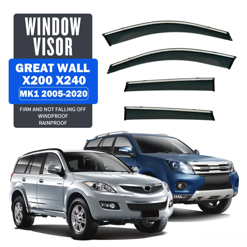 

Fit For Great Wall X200 X240 2005-2020 Window Visor Awnings Shelters Rain Sun Mirror Eyebrow Wind Deflector