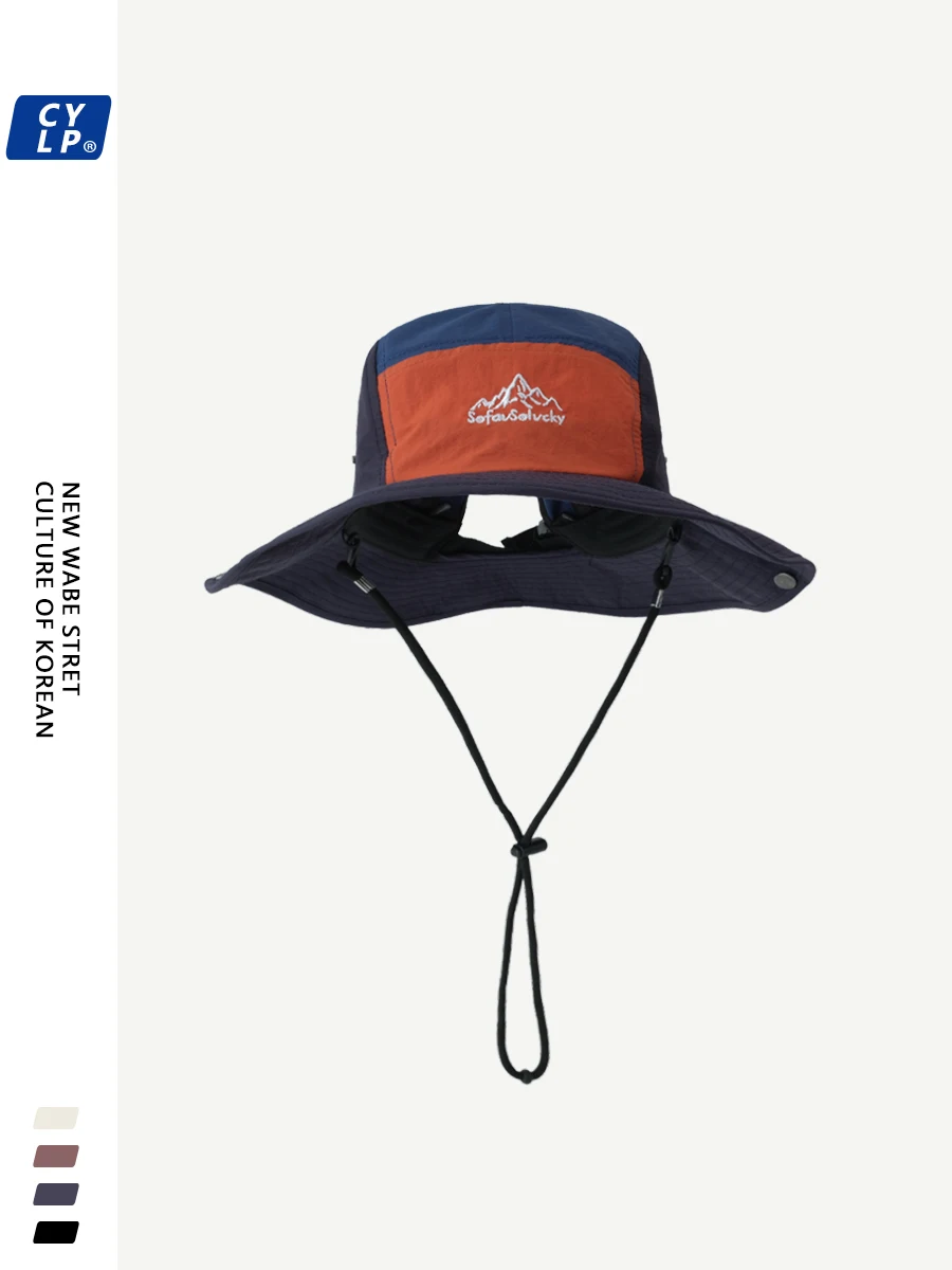 

Letter Embroidered Fisherman Hat Female Outdoor Sun Protection Thin Quick-Drying Sun Hat Korean Bucket Hat Male