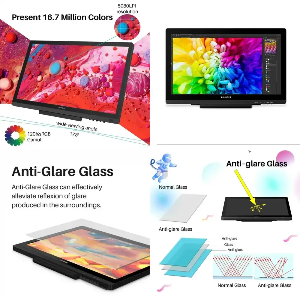 KAMVAS 20 for Digital Art Display Tablet with Battery-Free EMR Stylus Tilt Function for Graphic Design Drawing Sketching
