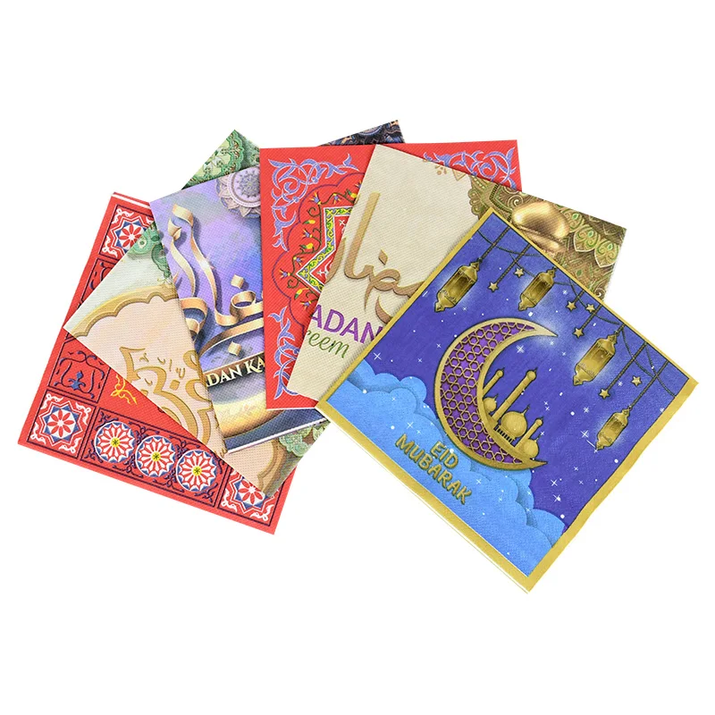 20pcs EID Mubarak Napkins Paper Ramadan Disposable Tissue EID Gift Islamic Muslim Party Hajj Festival Home Table DIY Decoration