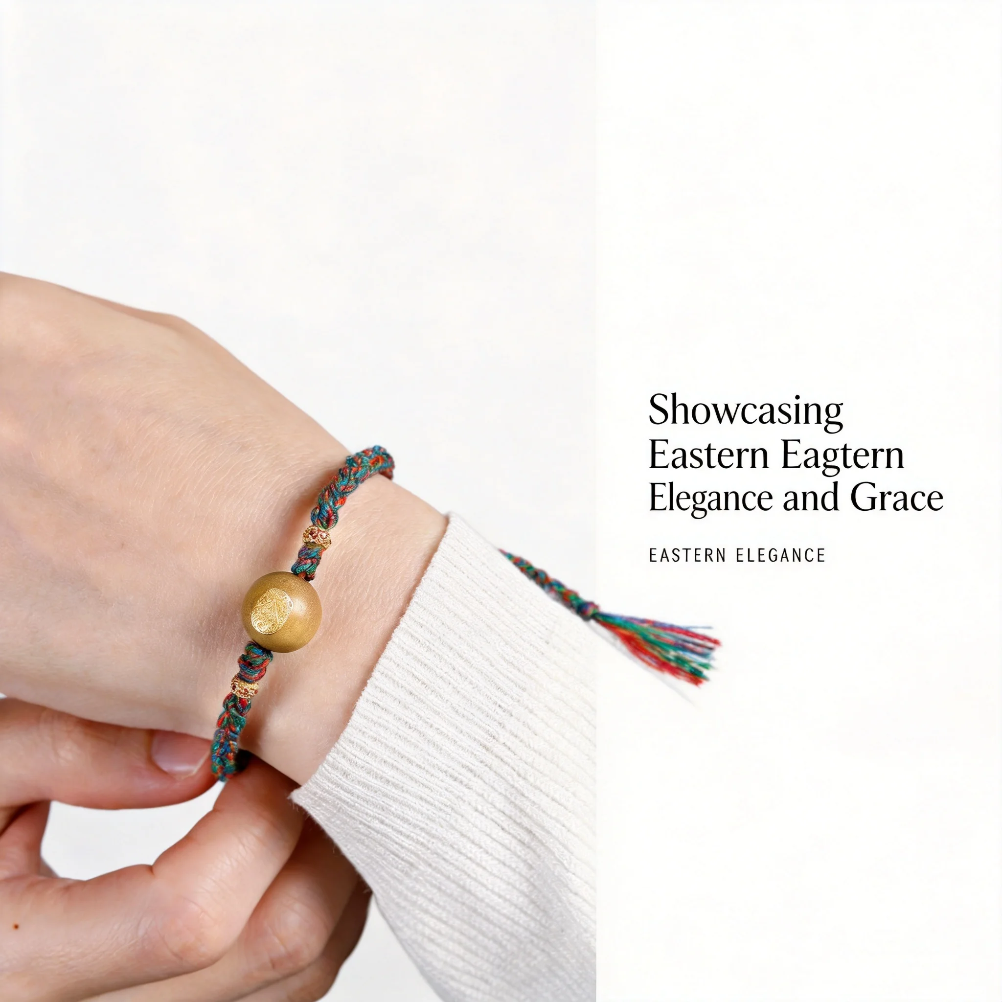 Chinese Style Luck Blessing Wealth Hand Braided Colorful Rope Natural Laoshan Sandalwood Bead Bracelet Unisex Zen Spiritual Pray