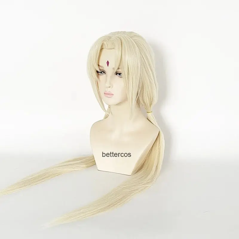 Anime Tsunade Cosplay Wig 100cm Long Straight Blonde Cosplay Women Wigs Hair Heat Resistant Party Wigs + Wig Cap