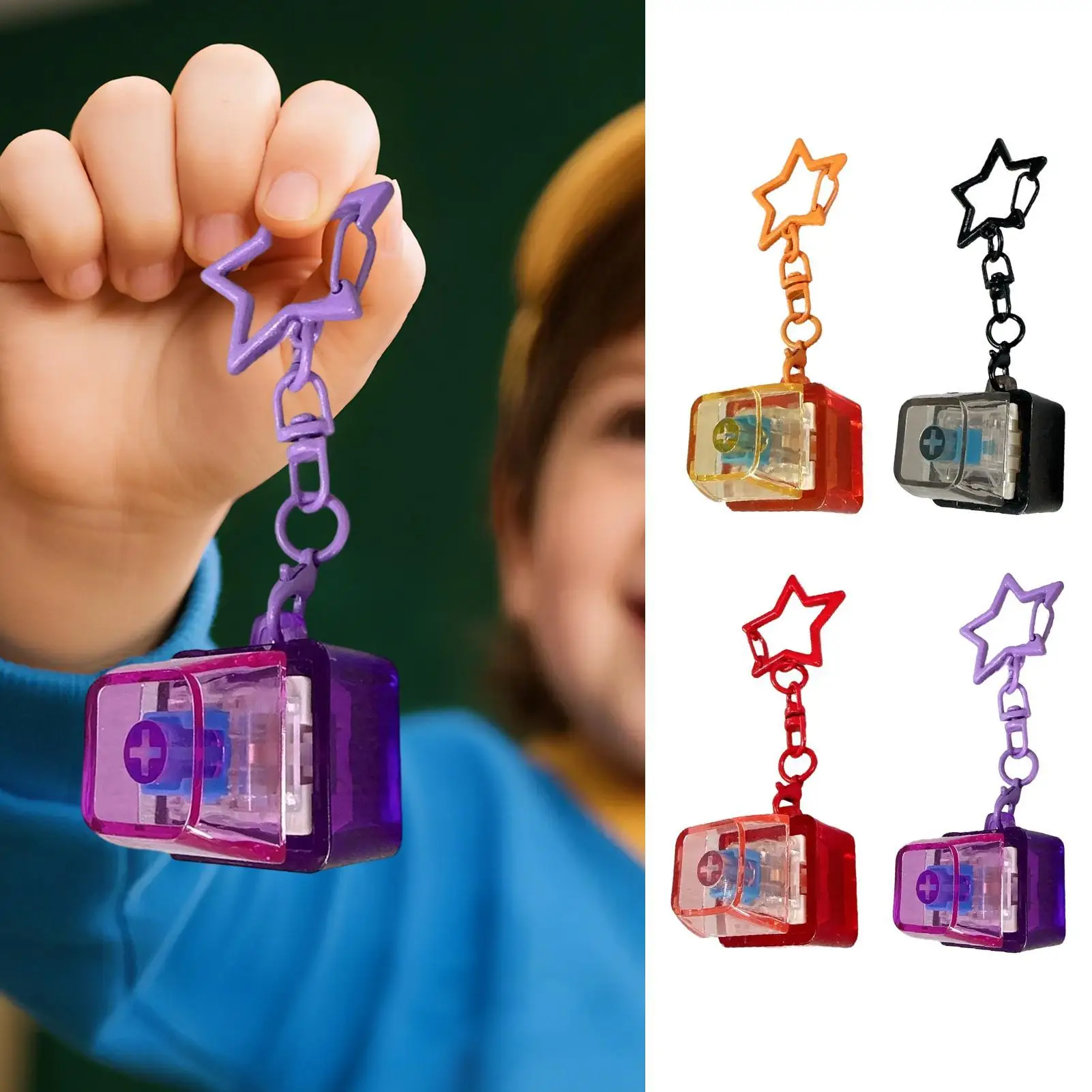 Keyboard Fidget Clicker Light-up Star-Design Sensory Button With Key Ring Keyboard Fidget Clicker For Classroom School Work Home