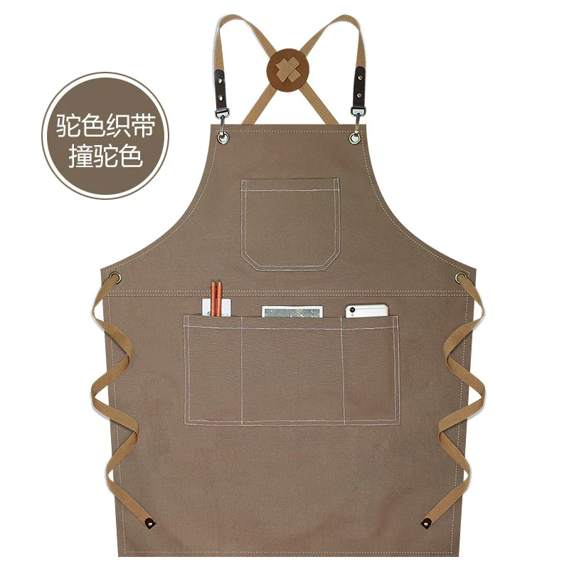 Barista Apron Kitchen Chef Baking Catering Fashion Beauty Canvas Suspenders Sculpture Artist Work Clothes Denim Men Custom Logo