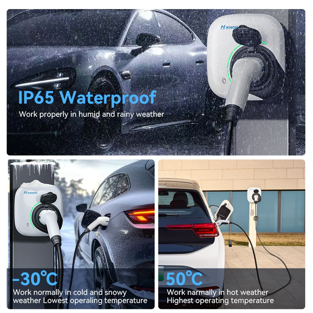 Khons 22KW ثلاث مراحل Type2 محطة شحن السيارة الكهربائية نسخة المقبس شاحن السيارة الكهربائية مع التحكم في تطبيق WIFI