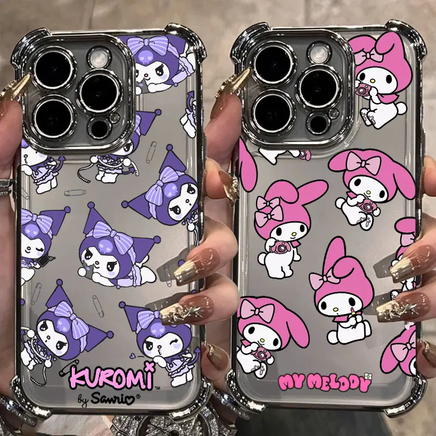 

Cartoon Kuromi Case For Samsung Galaxy A56 A55 A54 A52 A53 5G A36 A34 A35 A33 A50 A73 A26 A25 A16 A06 Clear Silver Phone Cover