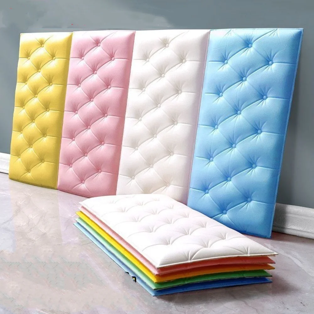 Home Decoration Thicken 3D Wall Stickers Anti-Collision DIY Wallpaper Self-adhesive Wall Mat Pad Kids Bedroom