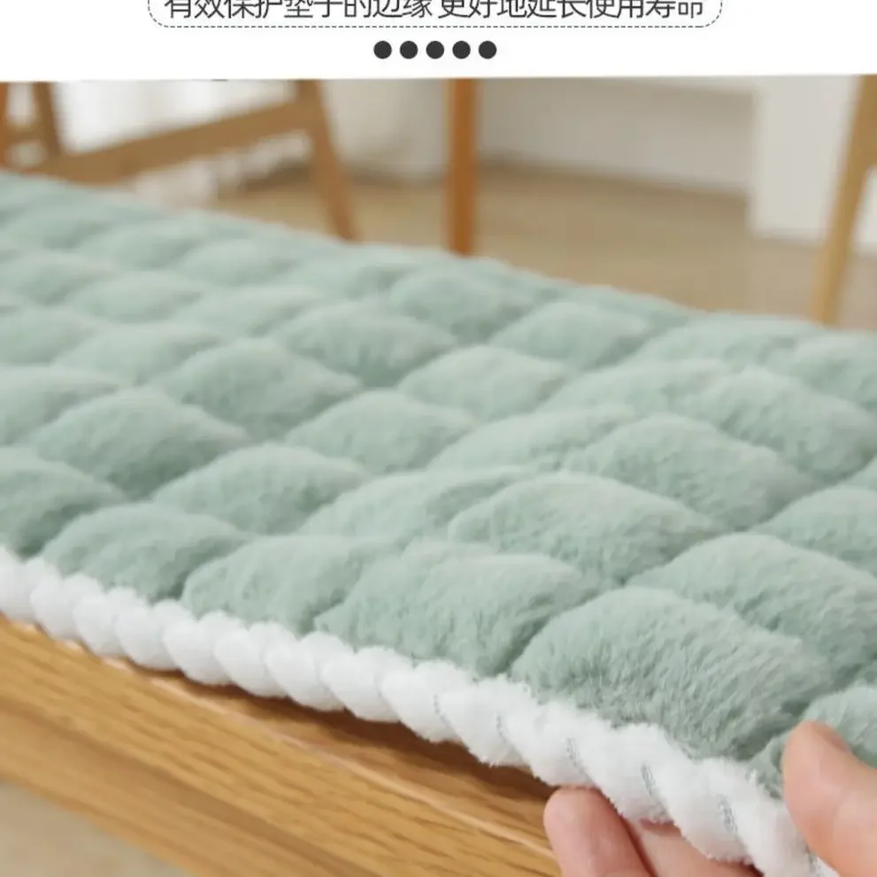 Winter Soft Plush Long Bench Cushion Keep Warm Restaurant Cushion Wood Bench Sofa Cover Dining Room Bench Stool Seat Cushion