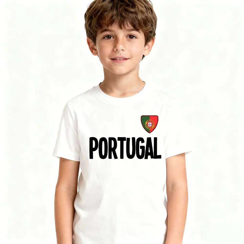 Kids PORTUGAL T-Shirt Chest Badge Printed Casual Gift Tee Portuguese Boys and Girls Daily Life Tshirt National Emblem Tops