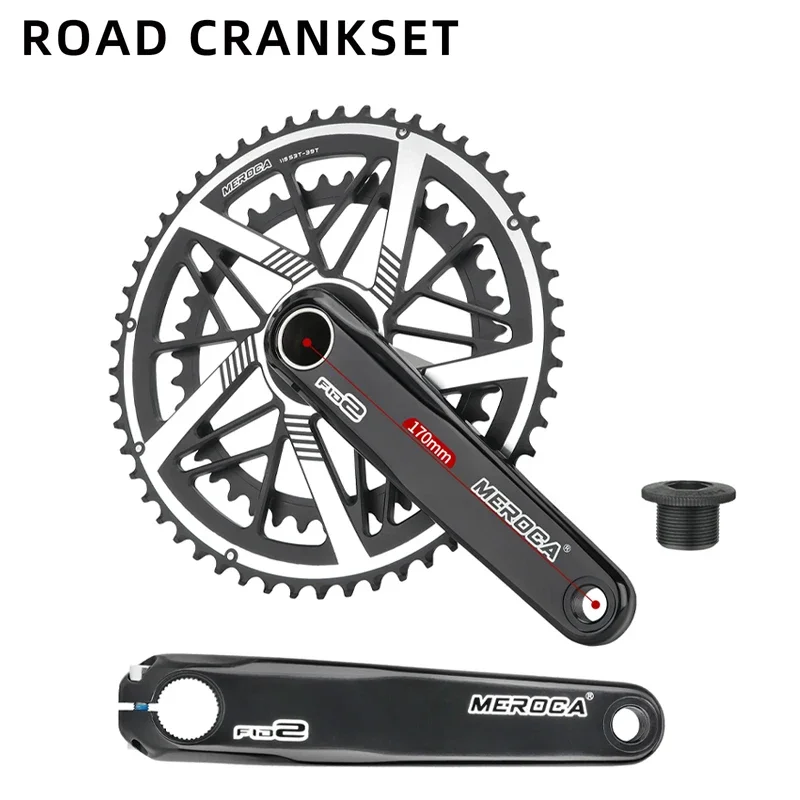 MEROCA Aluminum Alloy Road Bike Crankset 9/10/11 Speed 170mm Direct-Mounted Double Crankset 50t-34t/52t-36t/53t-39t Bike Parts