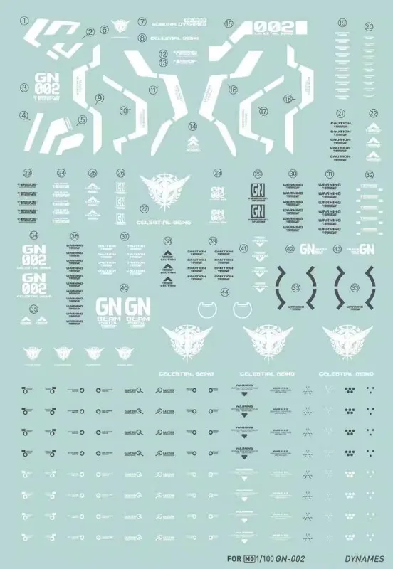 Artisan's Club Decal MG096 for MG 1/100 GN‑002 DYNAMES High Precision Water Sticker Hobby DIY Model Accessories